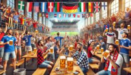 DALL·E 2024-07-07 10.11.57 - A photorealistic image of a football European Championship beer party. The scene includes enthusiastic fans wearing jerseys and scarves of different E.webp